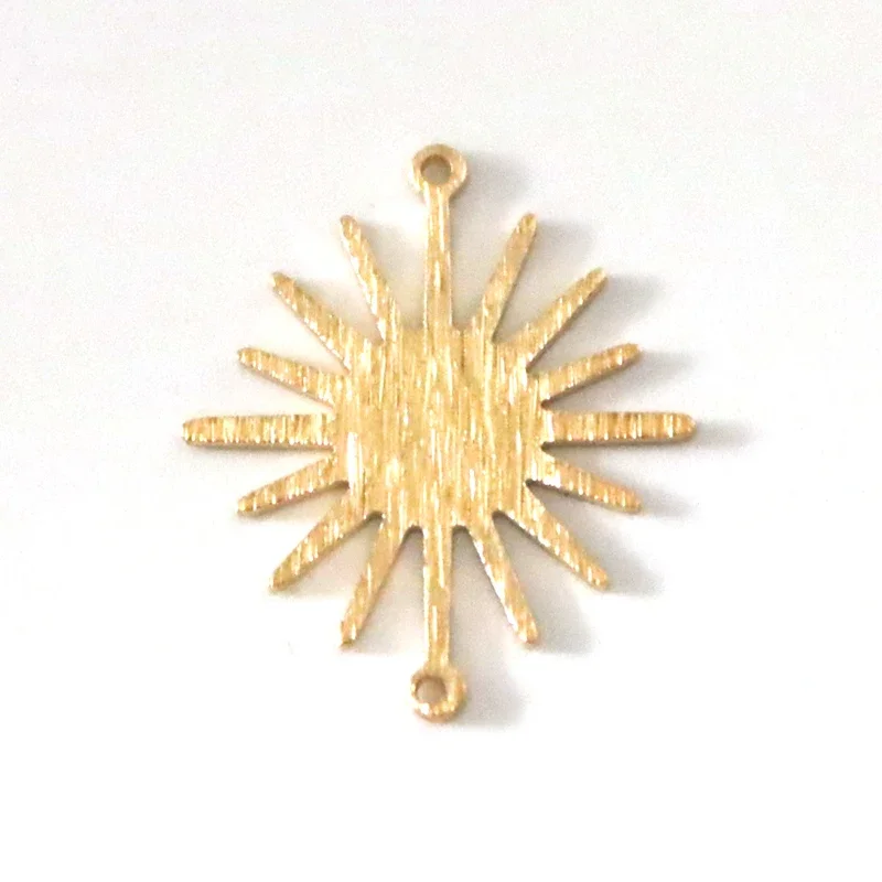 WZNB 10Pcs Texture Raw Brass Celestial Sun Charms Pendant Connector for Jewelry Making Handmade Earring Necklace Diy Accessories