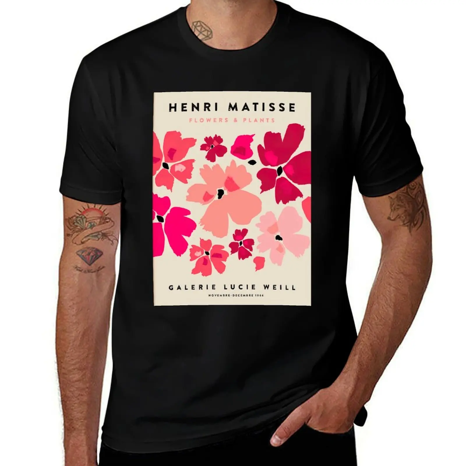 

Henri Matisse Flowers And Plants Galerie Lucie Weill November - December 1966 - Matisse Pink Flower Sketch T-Shirt