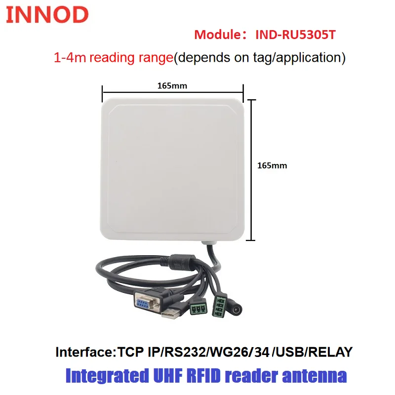 

1-4m Uhf Rfid Reader Long Range Built in 4dbi Circular Antenna RS232 WG26 WG34 USB RELAY Ethernet for Vehicle Management