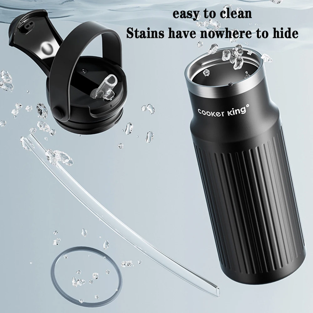 كوب كوكر كينج 650 مللي كوب معزول بسعة كبيرة من الفولاذ المقاوم للصدأ رياضي بارد ساخن ورحتين تحت غطاء واحد أكواب زجاجة مدرسية للسفر #2