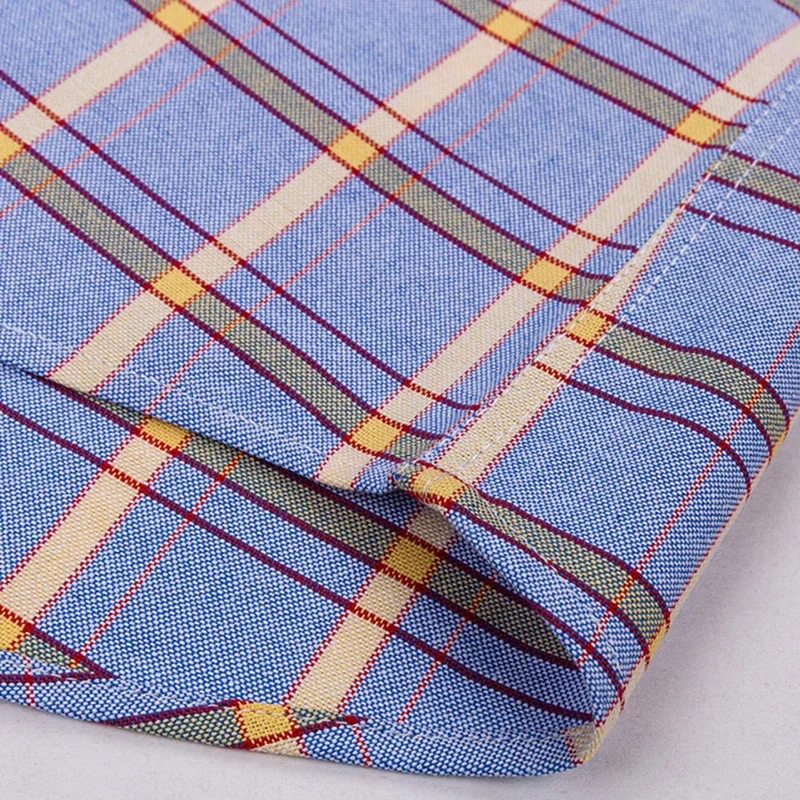 Camisas de manga comprida Oxford clássicas para homens, roupa de trabalho empresarial xadrez listrada sólida, camisa casual de algodão padrão