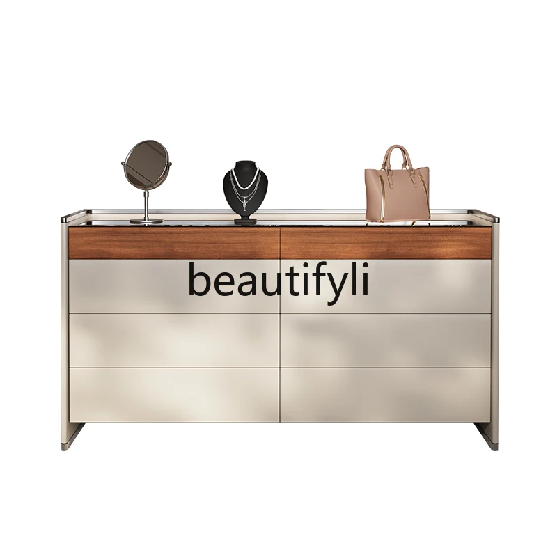 

Italian minimalist solid wood eight-bucket cabinet, cloakroom, Nakajima, high-end storage locker