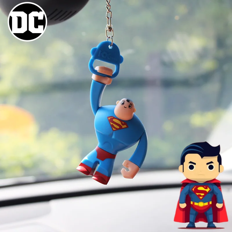 Cool DC Batman Superman male and female car rearview mirror new creative anime cartoon figure model stylish decorative pendant