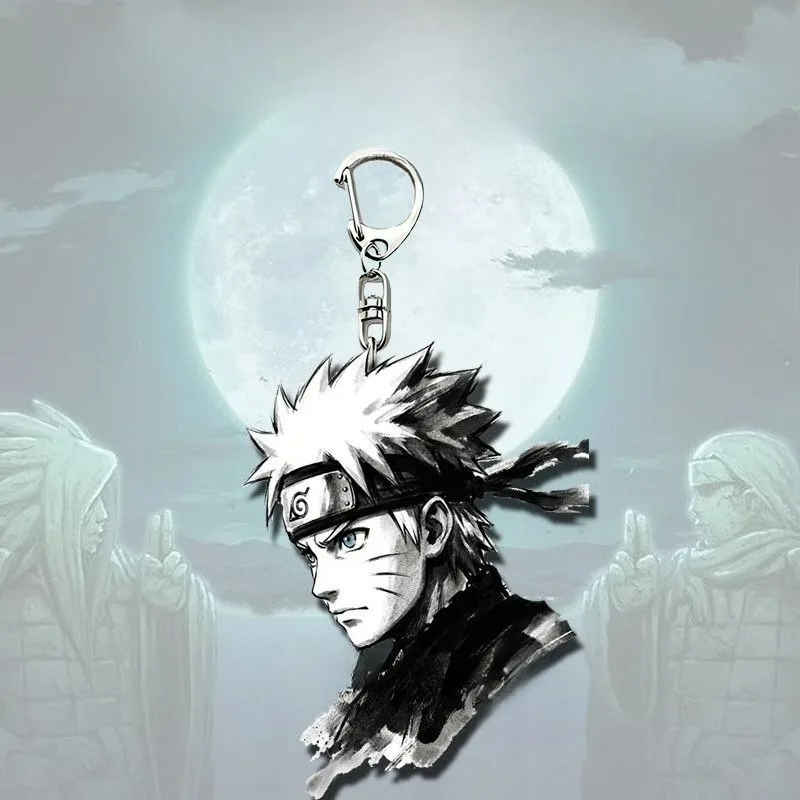 Cartoon Naruto High Quality Acrylic Keychain Uzumaki Naruto Sasuke Creative Fashion Anime Simple Funny Backpack Pendant view 3