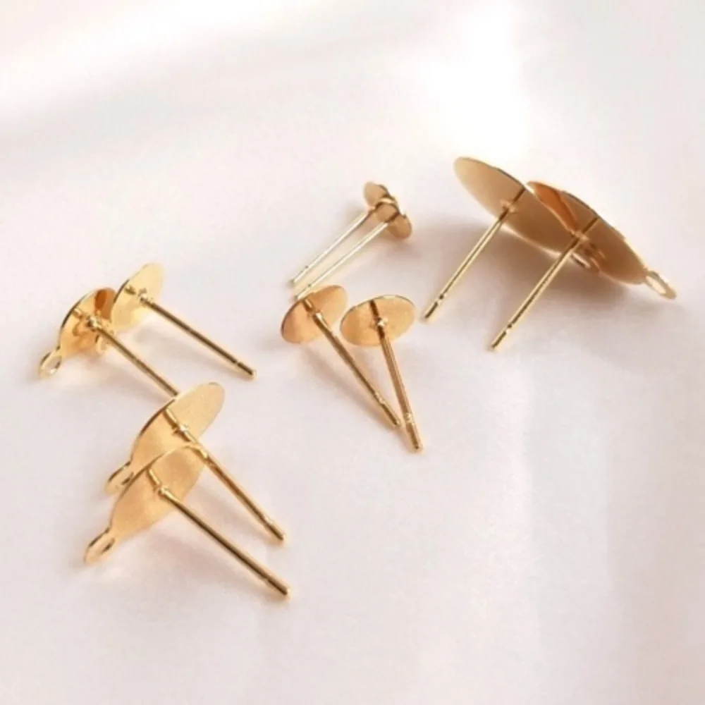 

14K Gold Color Pinto Earrings with Suspender Handmade DIY Earrings Material Sticky Pearl Accessories Tray Earrings