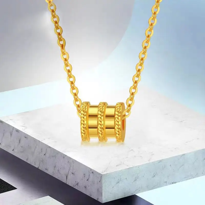 AU999 pure gold necklace female 24K clavicle chain small waist pendant simple temperament jewelry necklace metal seal