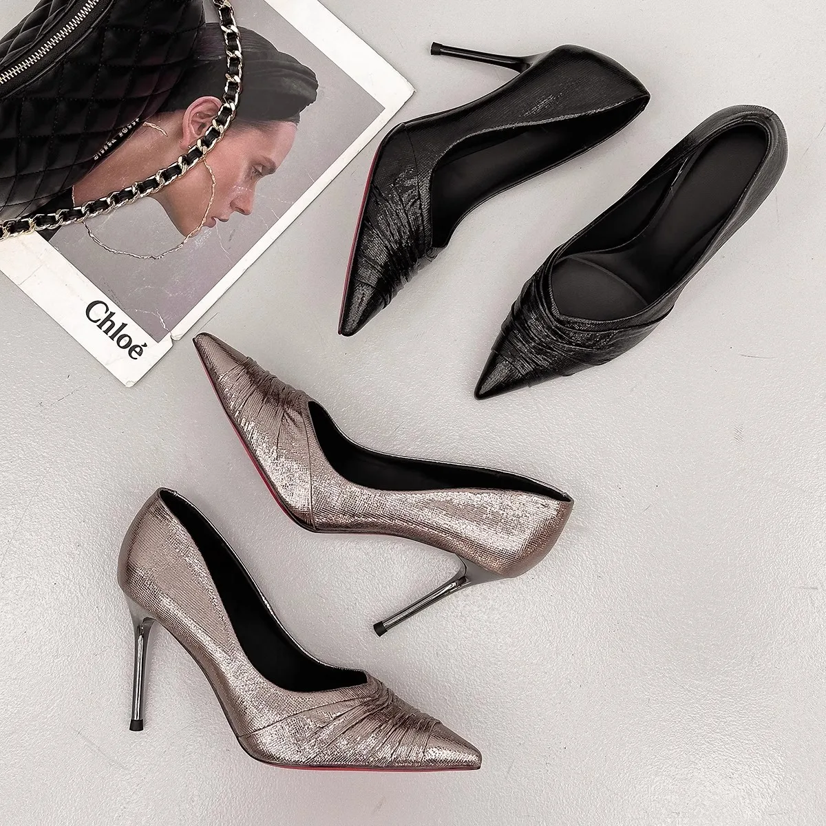 

High Quality Women Shallow Shoes Thin Heel Pointed Toe High Heels Luxury Wedding Party Pumps Sexy Shoes