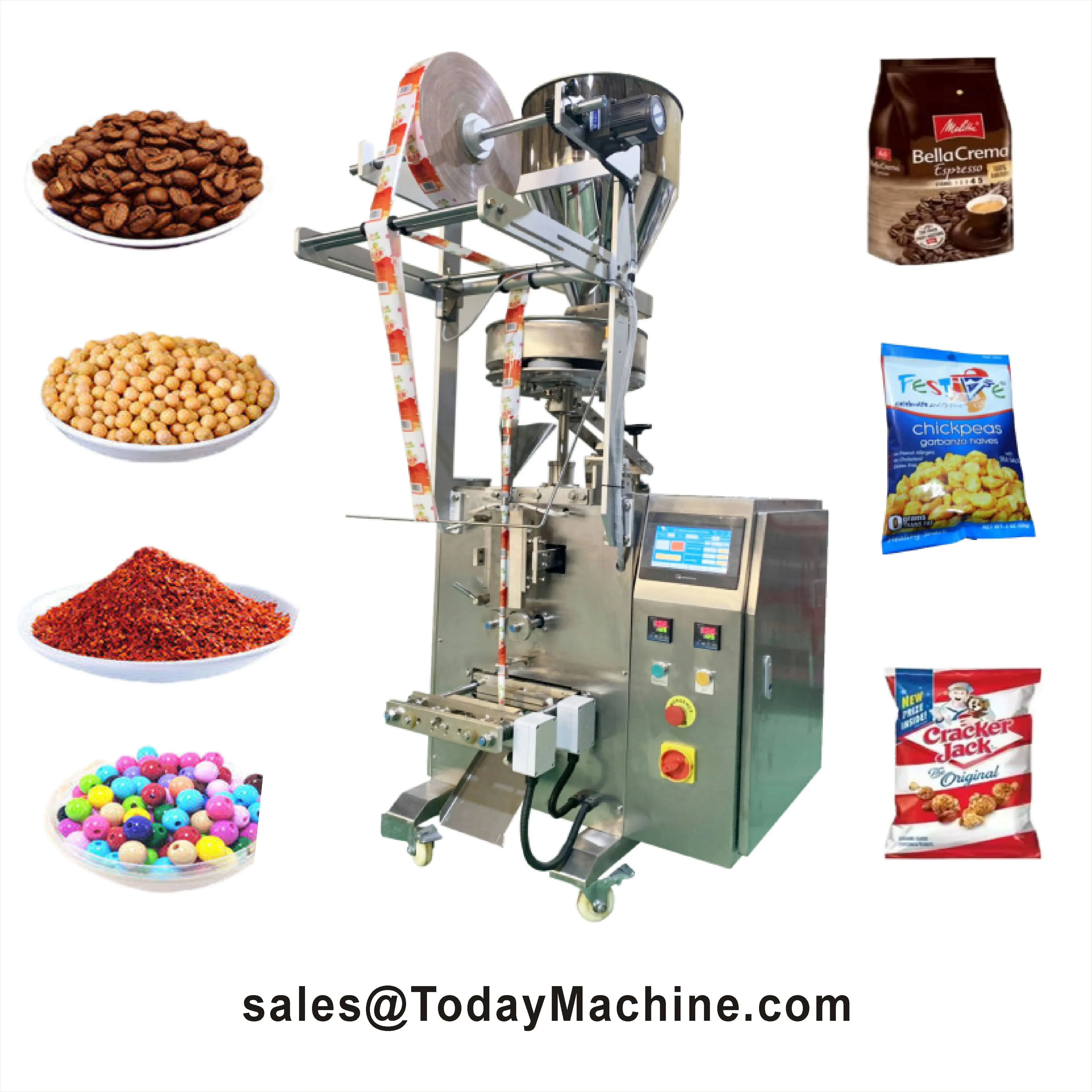 Automatic VFFS Measuring Cup Weighing Filler Matcha Powder Sachet Stick Candy Granule Filling and Sealing Machine