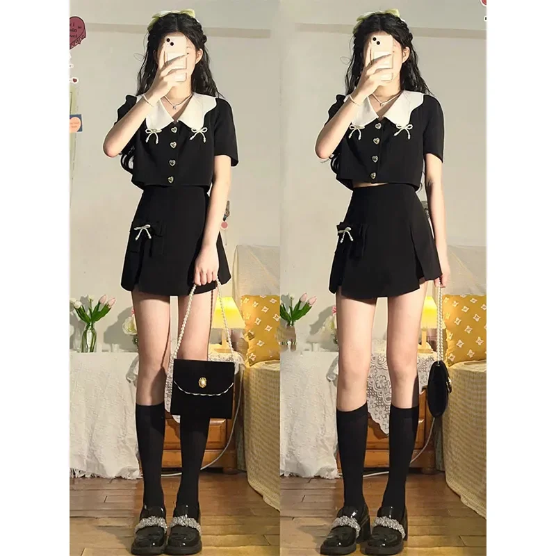 Light Mature Style Women's High-grade Royal Sister Doll Collar Bow Top Set Skirt Two-piece Set