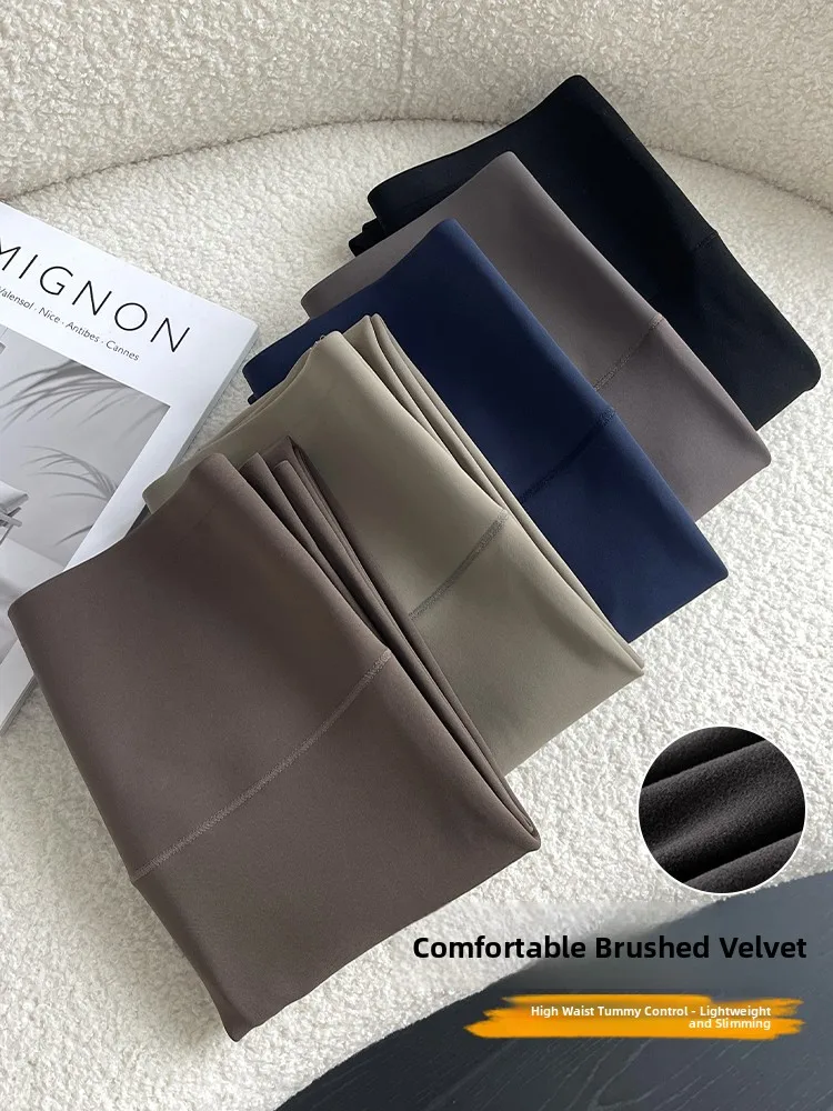 트렌디 요가 팬츠 겨울 2025 울 아크스킨 아우터웨어 하이웨이스트 슬리밍 패드 배 컨트롤 롱 레깅스 플러스 사이즈