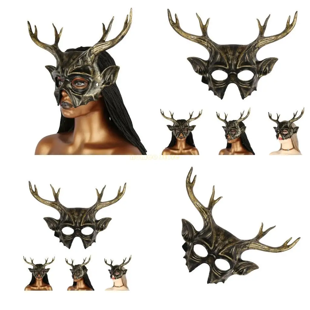 31BF الحيوان قناع هالوين تأثيري قناع حفلة تنكرية قناع ماردي غرا قناع الرنة القرن قناع للكرنفالات