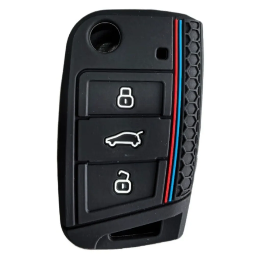 غطاء مفتاح السيارة من السيليكون لسيارة VW Golf 7 GTI POLO T-Roc touran Tiguan Skoda Octavia Rapid kodiaq Fabia Seat Ibiza leon Ateca Arona