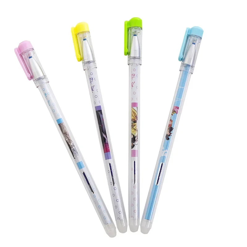 50PCS Creative Candy-Colored Transparent Rod Erasable Pen Blue Core Primary School Erasable Gel Pen Kawaii School Supplies B