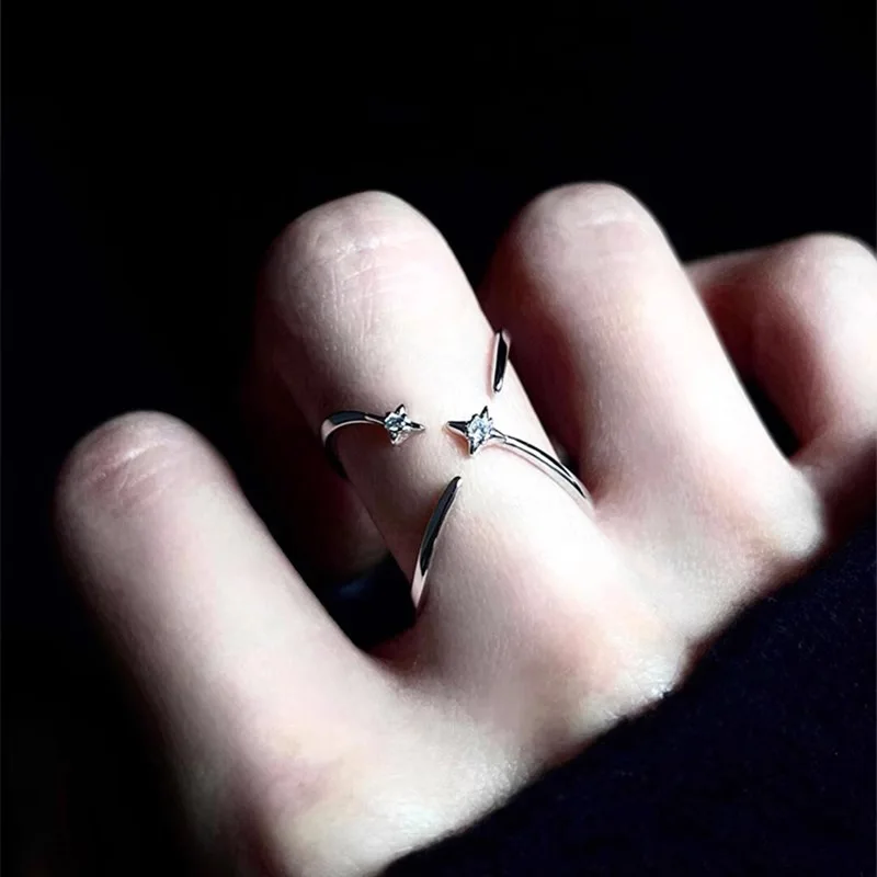 925 Sterling Silver Open Finger Ring Galaxy Cross Star Geometric Elegant Stackable For Women Jewelry Gift Dropship Wholesale