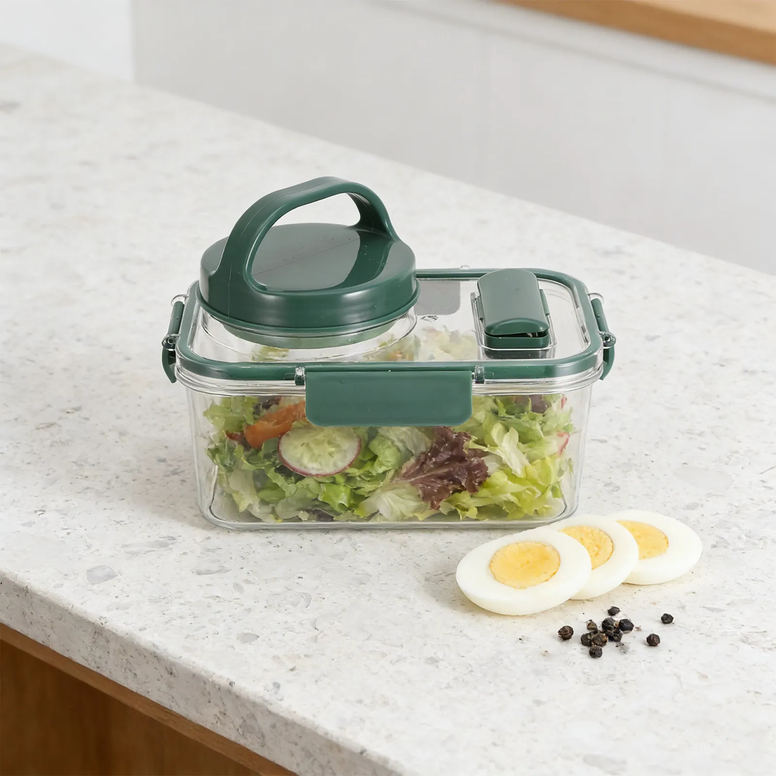 Salad Container with Fork Dressing Cup Leakproof Large Salad Box Lunch Box for Meal Prep Picnic Leak-Proof Dressing Container