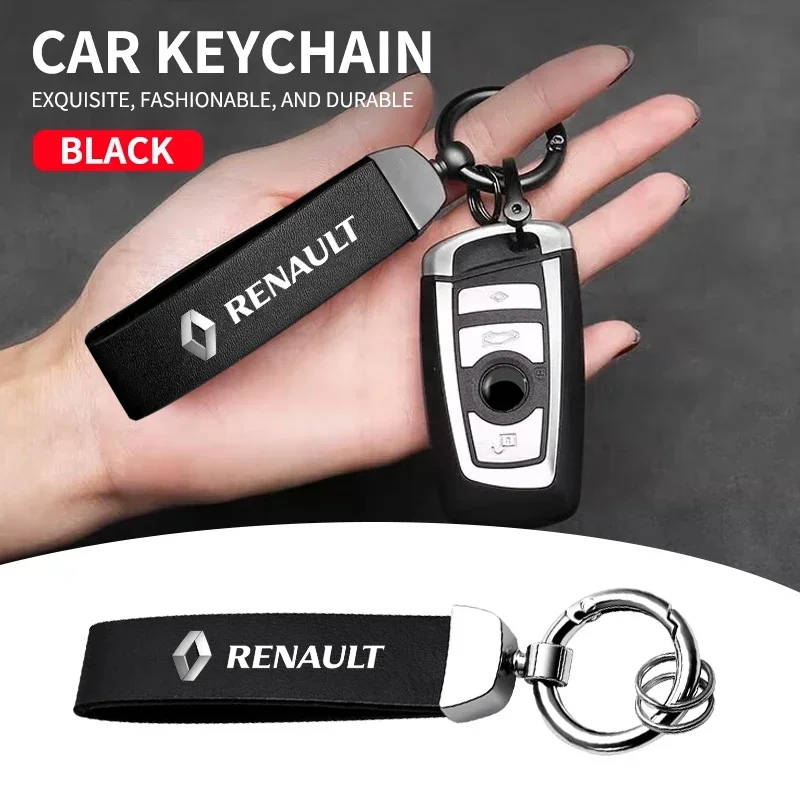 

Car Logo Metal PU Leather Car Keychain Ring Accessories For Renault Captur Megane Clio Arkana Line Koleos Kwid Duster Kadjar