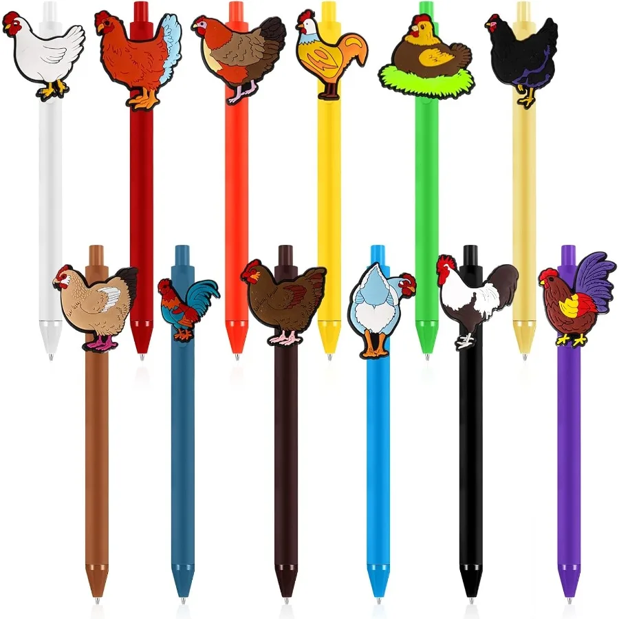 

12 шт. подарки для любителей курицы, забавные ручки, объемные, круглые, турецкие, шариковые ручки для курицы, любви, фермы, вечеринки, декор, стол