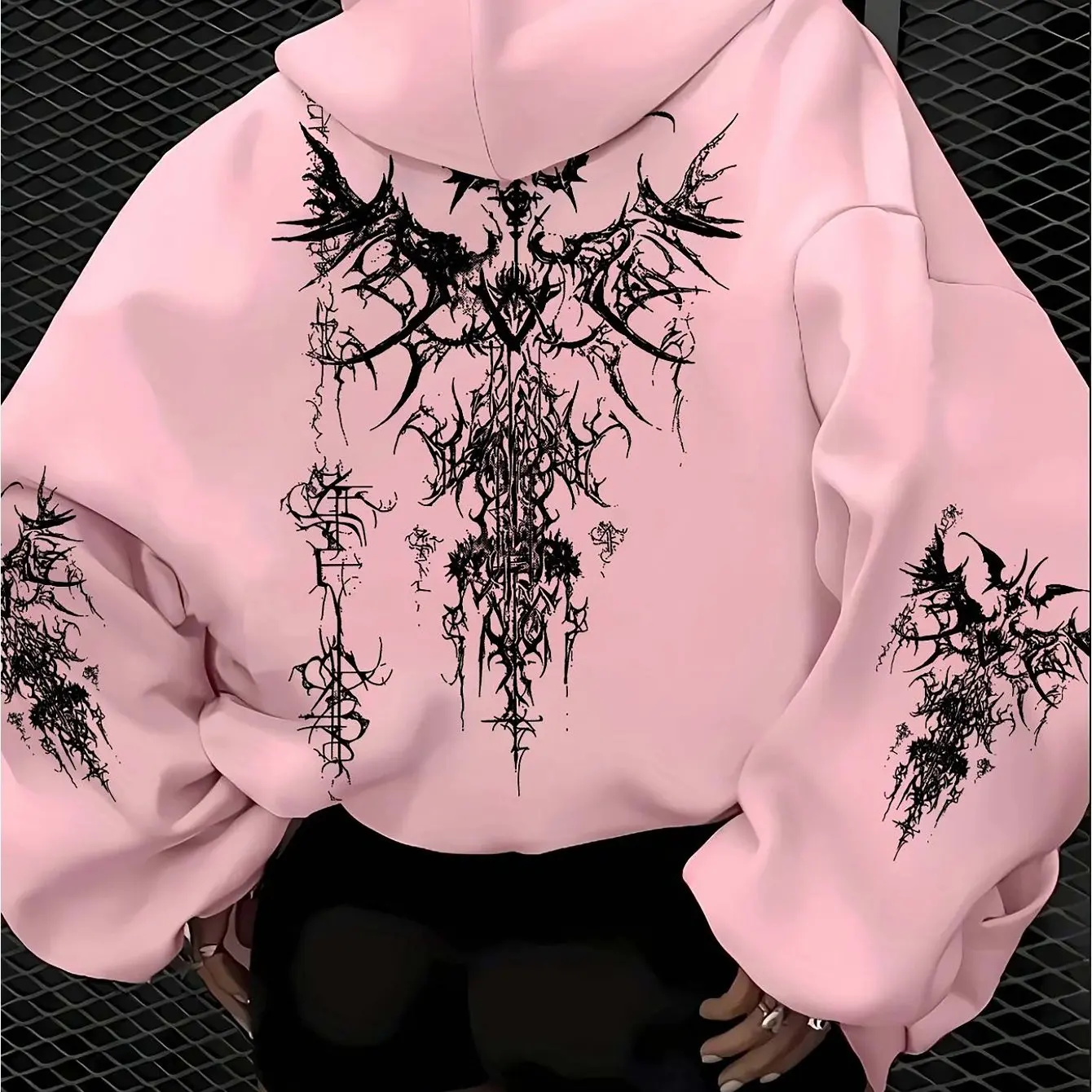 Amerikanischer Gothic-Kapuzenpullover für Damen, ideal für Herbst und Winter, neu, lässig und modisch, geeignet für Damen- und Herrenmode im Streetstyle. – Detail 18