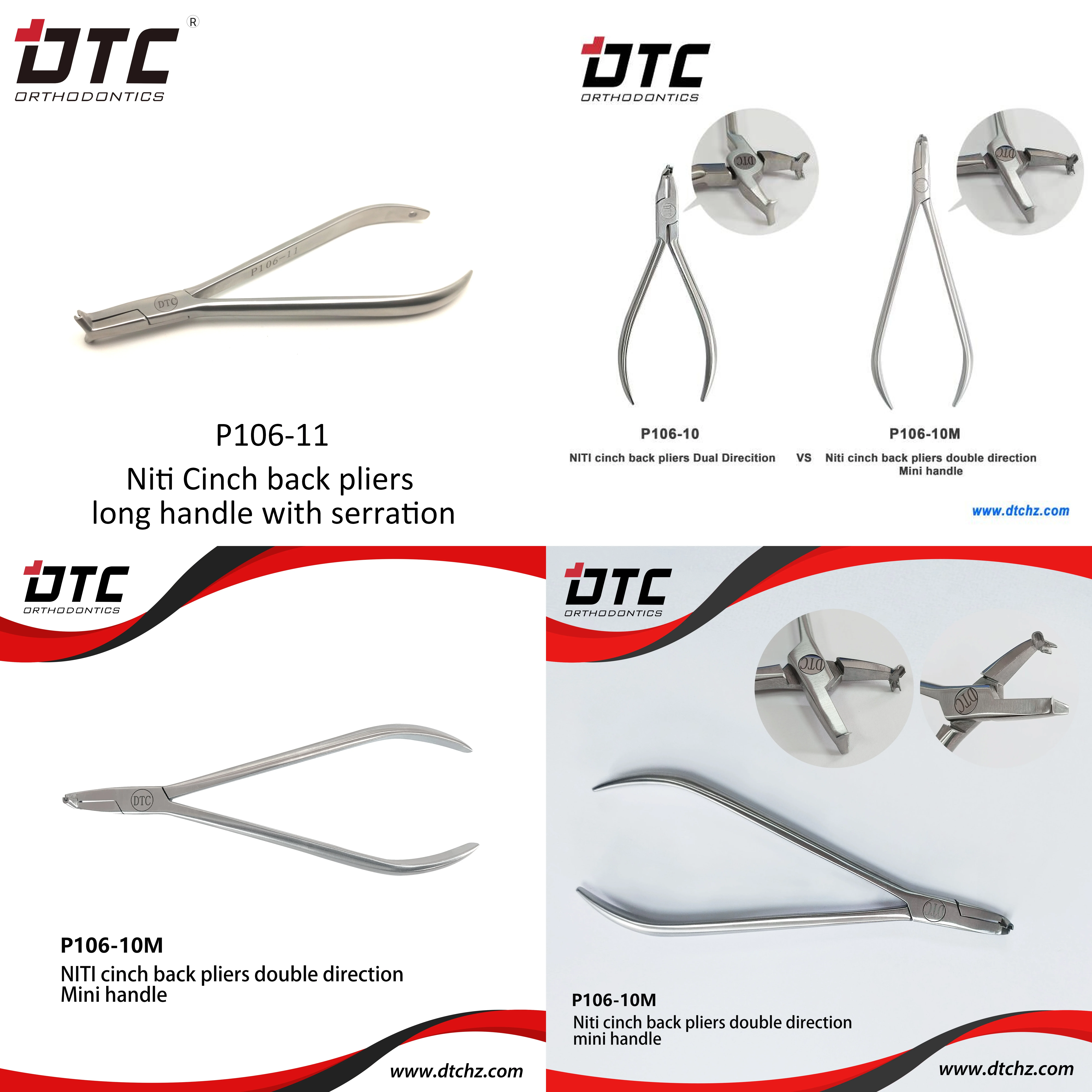 New Design Manual Orthodontic Dental Pliers Stainless Steel Mini Niti Cinch Back Plier CE Certified