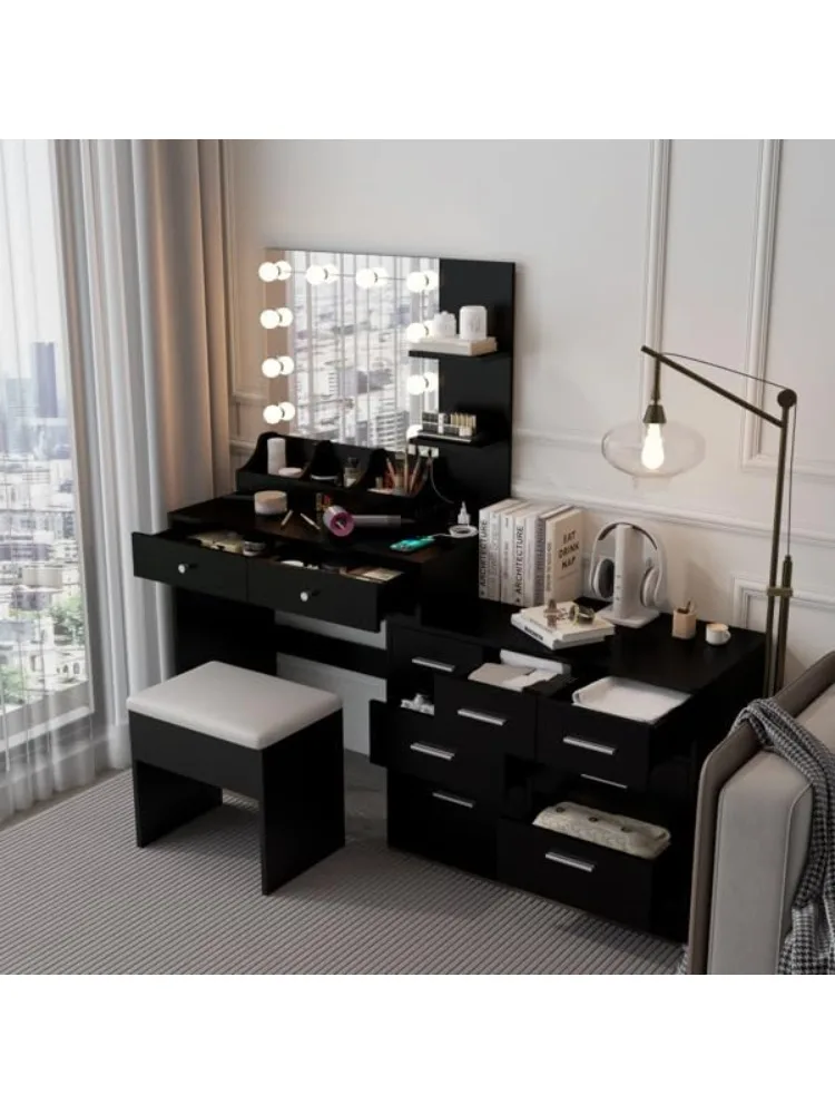 

Туалетный столик с зеркалом и подсветкой, 3 режима освещения, регулируемая яркость, туалетный столик для макияжа с 9 ящиками и туалетным столиком Ta