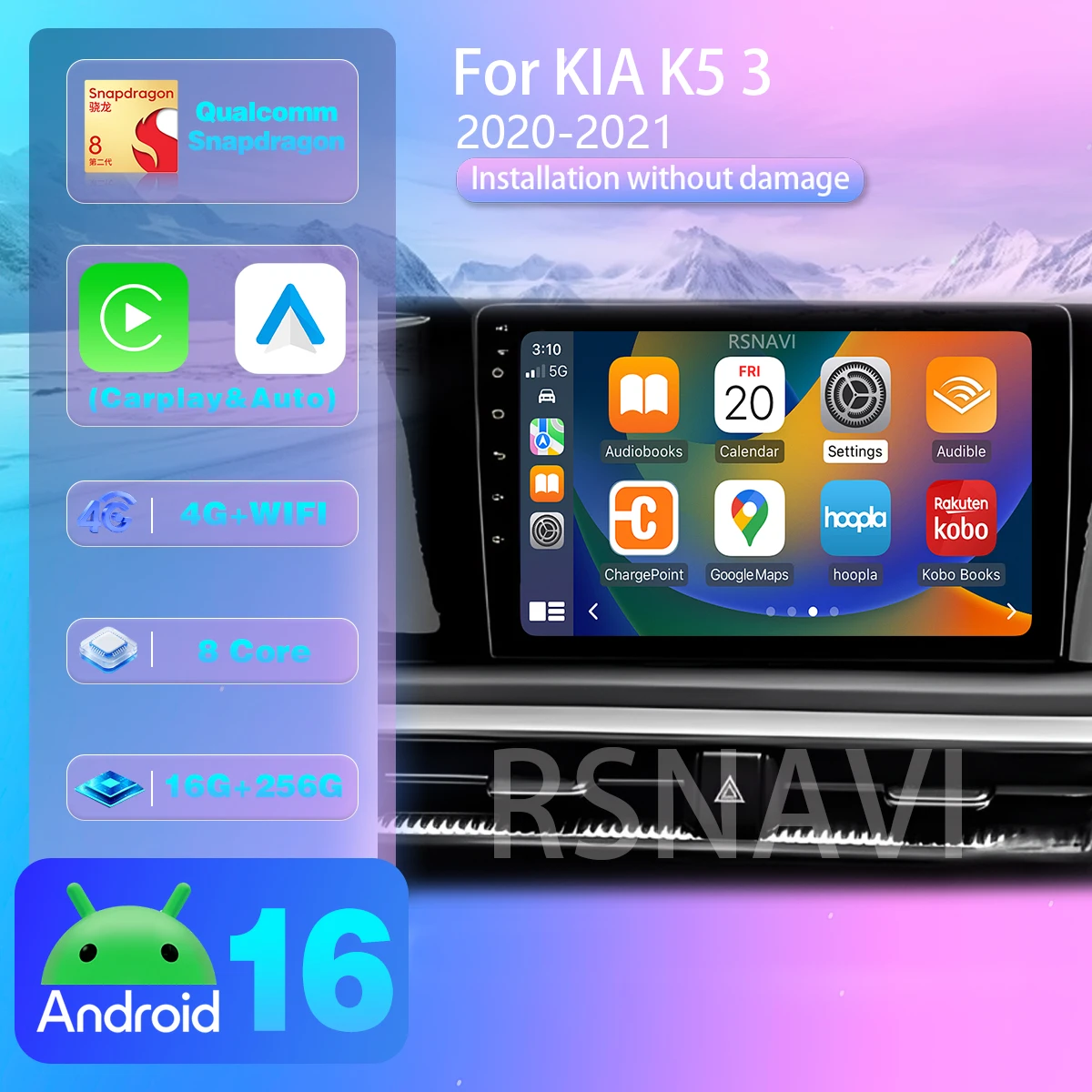 RSNAVI Android 16 Carplay Auto 2K Screen Car Radio For Kia K5 3 III 2020-2021 Multimedia Player Ships in 24 hours Wireless