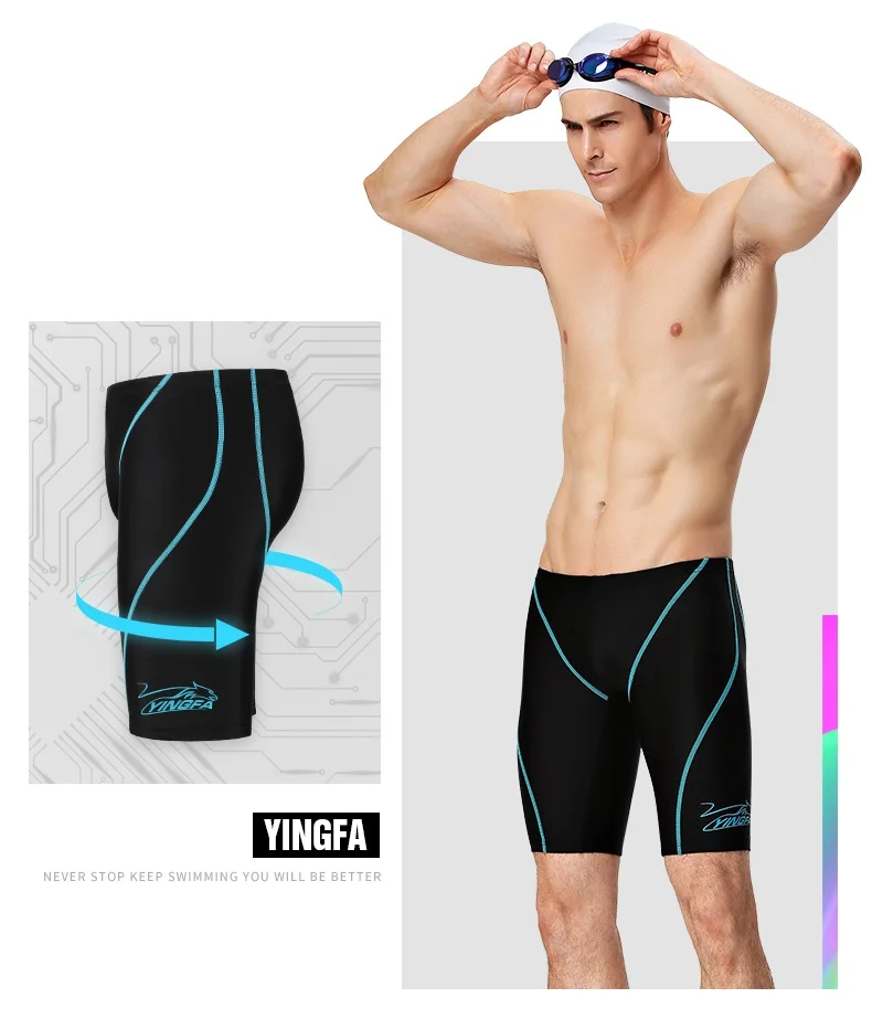 Yingfa Competition Jammer Men\'s Swimwear FINA Approved Men Training Swimsuits Quick-drying Anti-chlorine Swimming Trunks