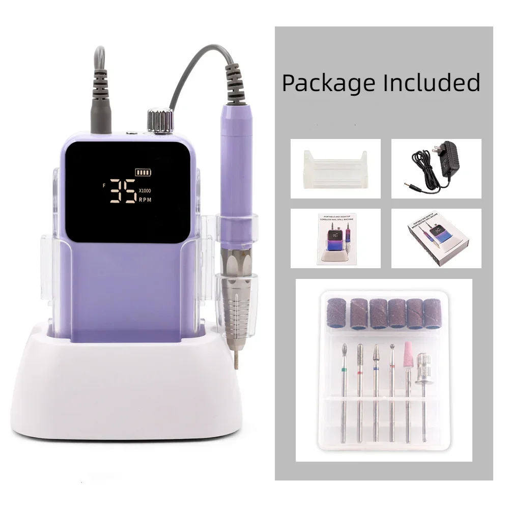 Lima per unghie portatile da 35000 giri/min trapano elettrico professionale ricaricabile per Manicure per trapano per unghie in Gel gadget per lucidare le unghie