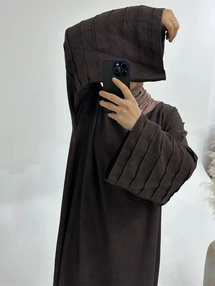 Ramadan Eid confortevole tessuto rugoso modesto Abaya Dubai abito caftano musulmano Abaya per le donne caftano Marocain Femme Vestidos