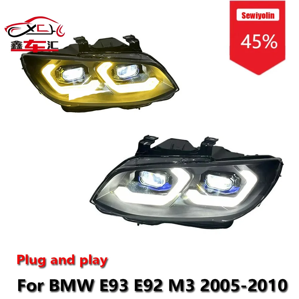 

Sewiyolin Car LED Headlight Assemblies For BMW E93 E92 M3 2005-2010 Dual Color DRL Brake Turn Signal Lamp Plug and Play