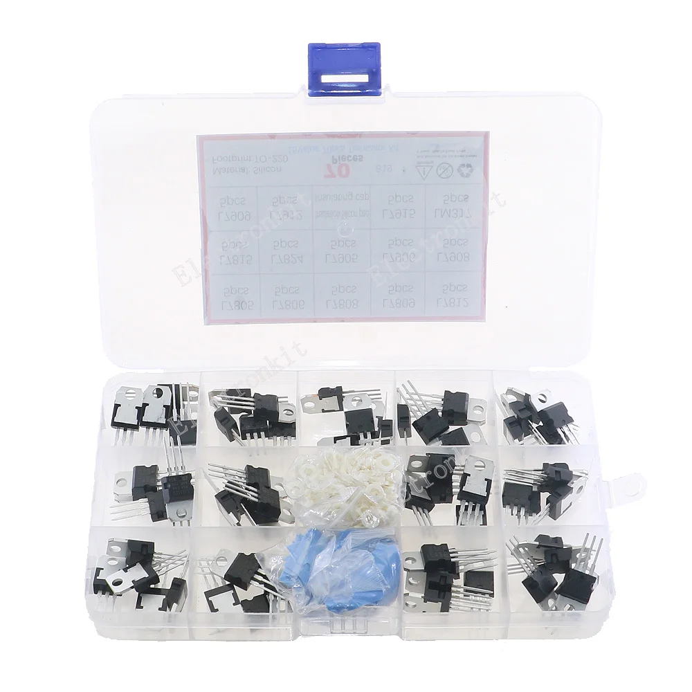 70Pcs 14Values Voltage Regulator Transistor Assorted Kit L7805-LM317 TO-220