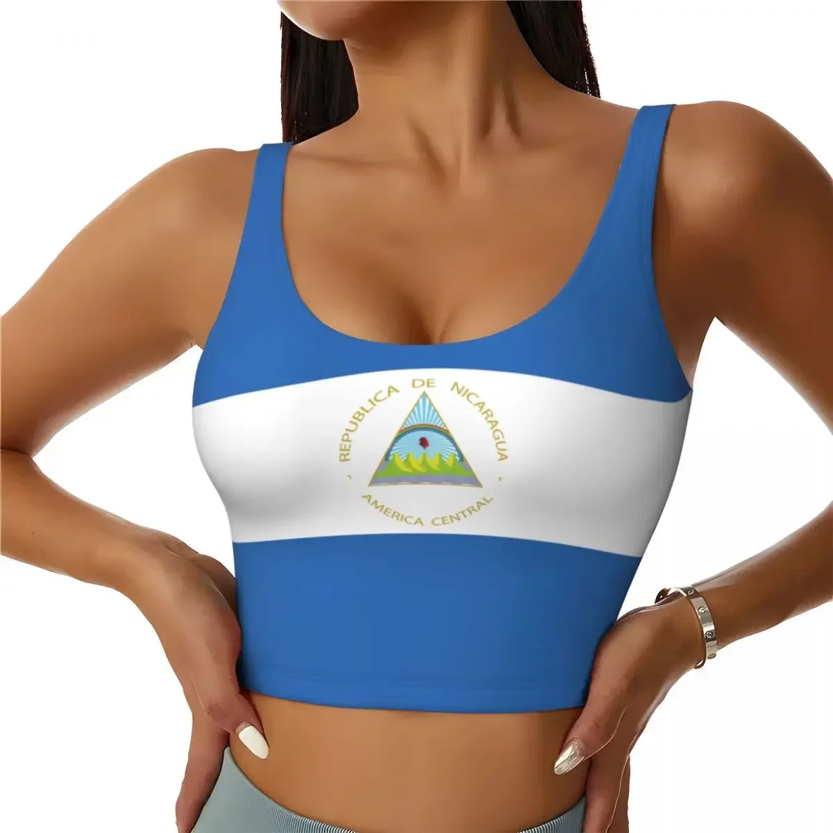 

Women Sexy Sports Vest Nicaragua Flag Female Streetwear Sport Lingerie Tee Crop Top