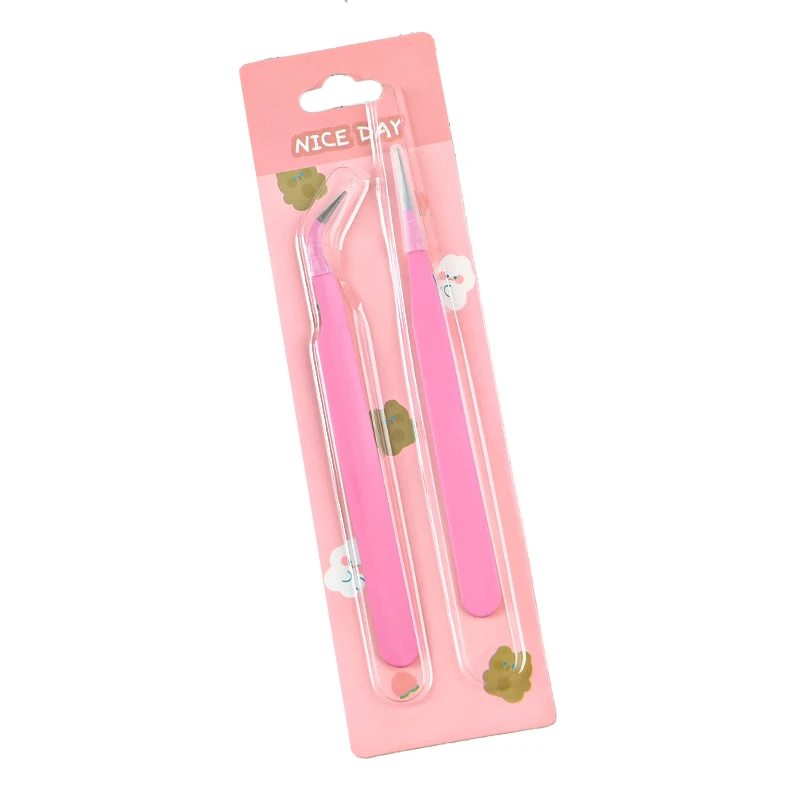 2pcs Macaron Color Stainless Steel Tweezers Diy Handbook Tape Sticker Tool Journal Gadgets Simple Practical Portable Tweezers