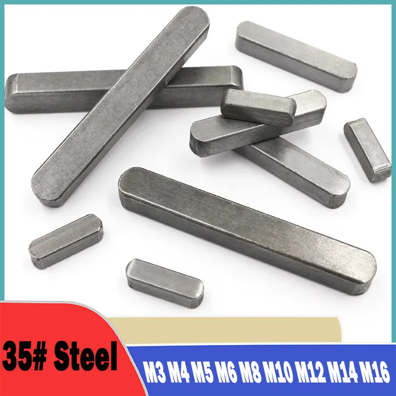 10~50Pcs M3 M4 M5 M6 M8 M10 M12 M14 M16 35# Steel Round Ended Feather Key Drive Shaft Parallel Keys Dowel Drive Shaft