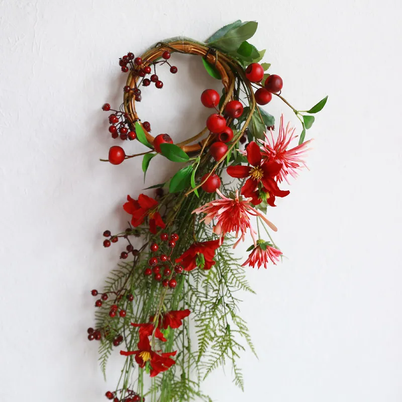 New Chinese wedding photo props, bamboo bracelet, red waterfall, bouquet, bridal bracelet, red berry simulation bouquet