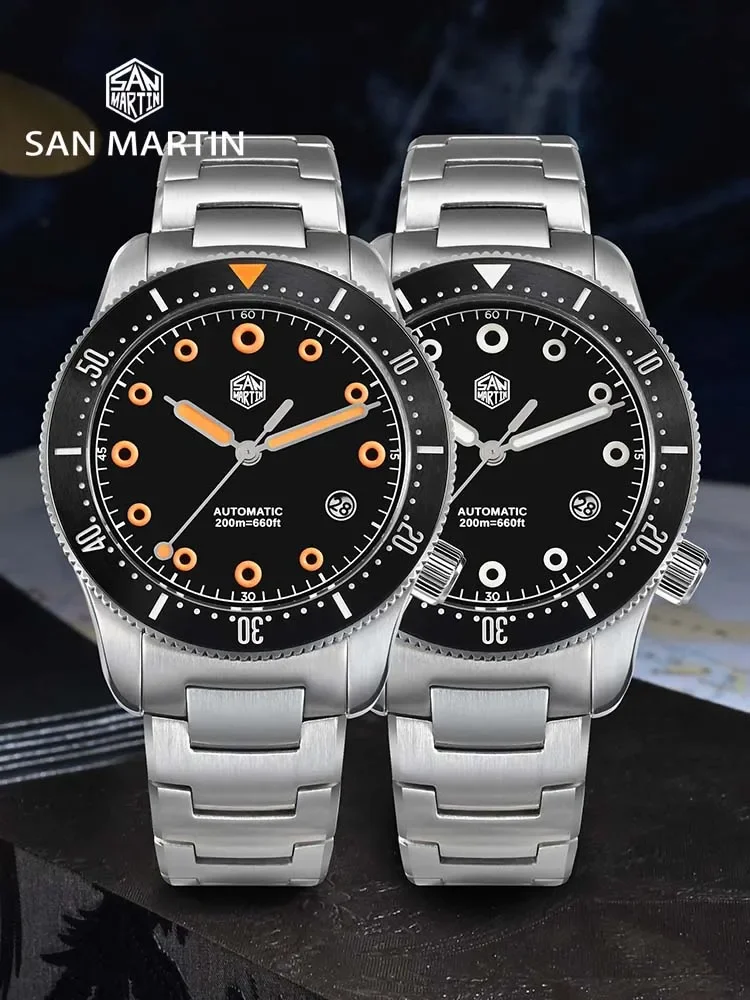 San Martin Original Design New Men Diver Watch 39.5mm YN55 Automatic Mechanical Watches Sapphire Waterproof 200M Luminous SN0142