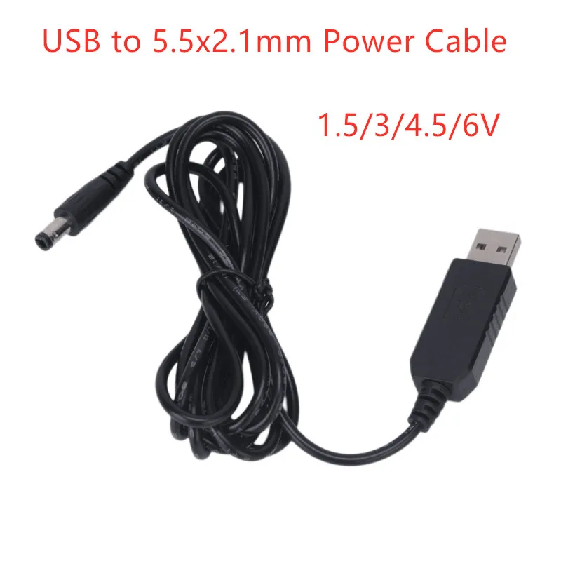 Usb To 5.5x2.1mm Converter DC5.5MM Barrel Power Cable Connector 1.5V/3V/4.5V/6V Charging cable For LED Strip Camera