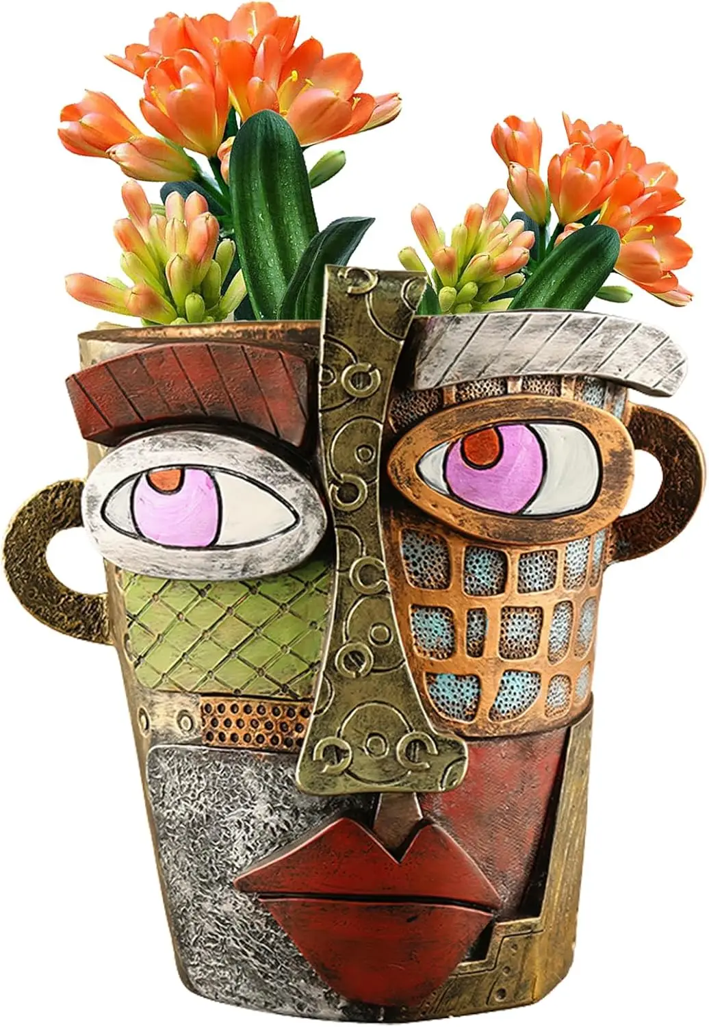 Abstract Face Planters Pots Head, Unique Indoor Planters, Funny Flower Pots for Outdoor Garden Decor and Home Art Decoration