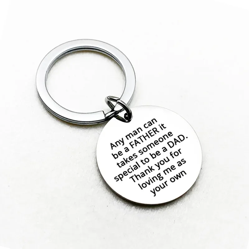 Charm Father Stepdad Papa Keychain Pendant Father's Day Daddy Dad Birthday Christmas Key Chain Keyrings Any Man Can Be A Father