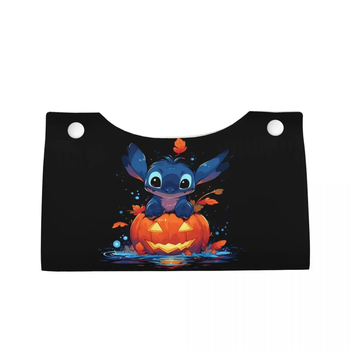 Custom Halloween Stitch Facial Tissue Box Cover Rectangular PU Leather Tissue Box Holder for Car Bathroom