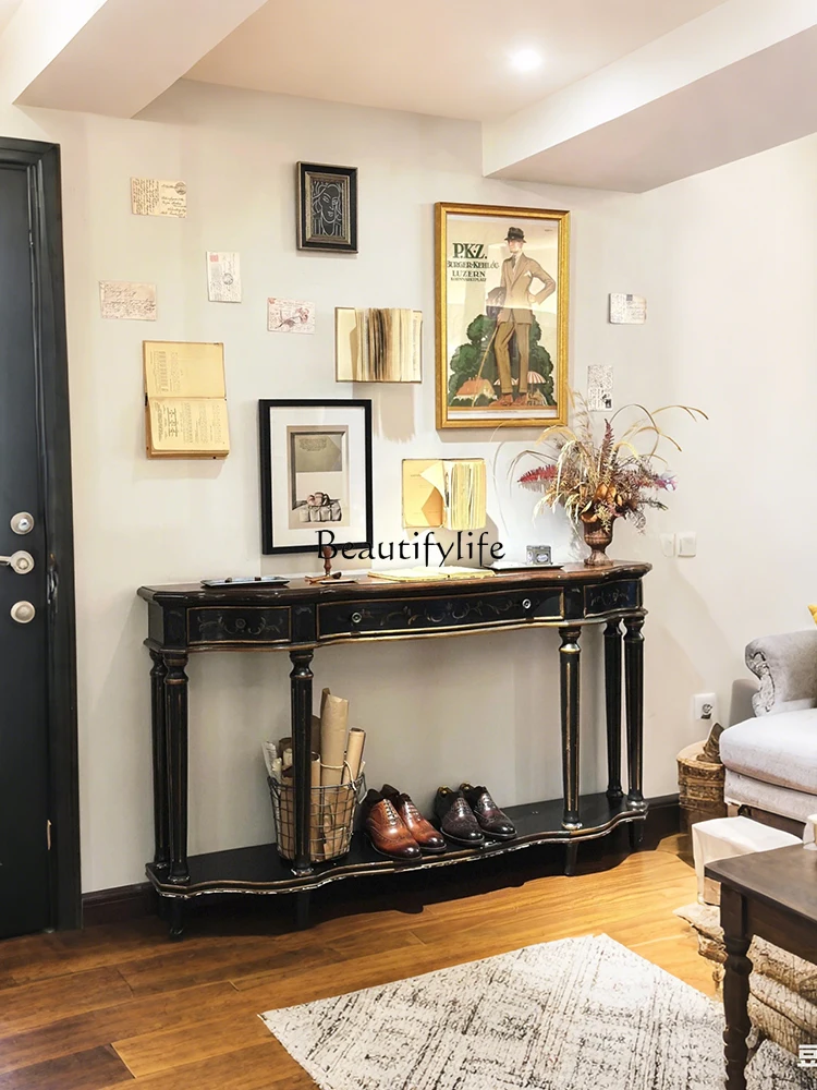 

French-style Light Luxury Vintage Entryway Table Retro Wall-mounted Decorative Table