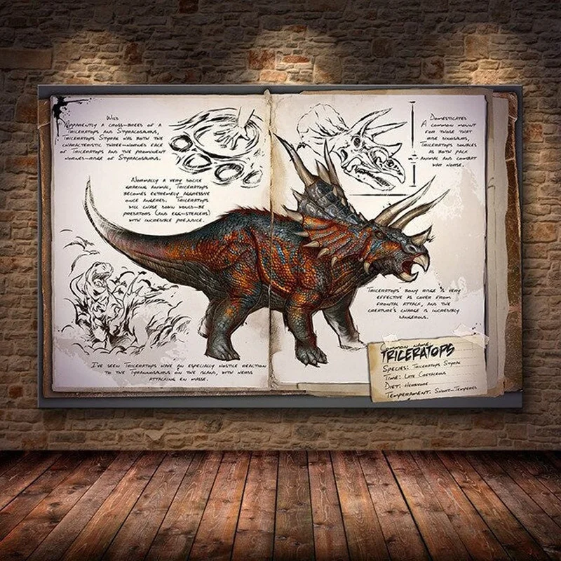 وحدات قماش تابوت بقاء تطورت صور اللوحة بقاء لعبة ديكور المنزل طباعة ديناصور المشارك غرفة المعيشة الحديثة جدار الفن #4