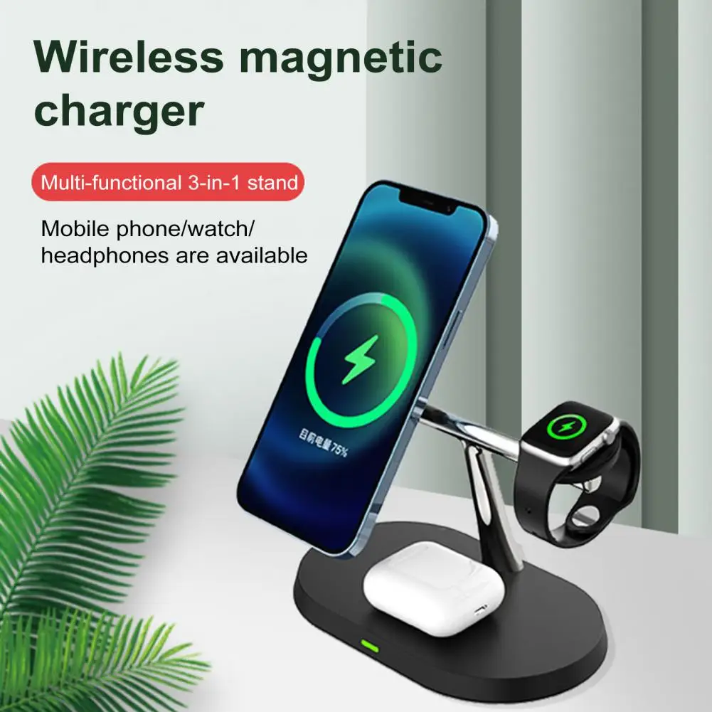 Magnetic 3-in-1 Charging Station with Smart Chip for IPhone 15/14/13 Pro Max for Apple Watch Ultra/SE/9 for AirPods Pro