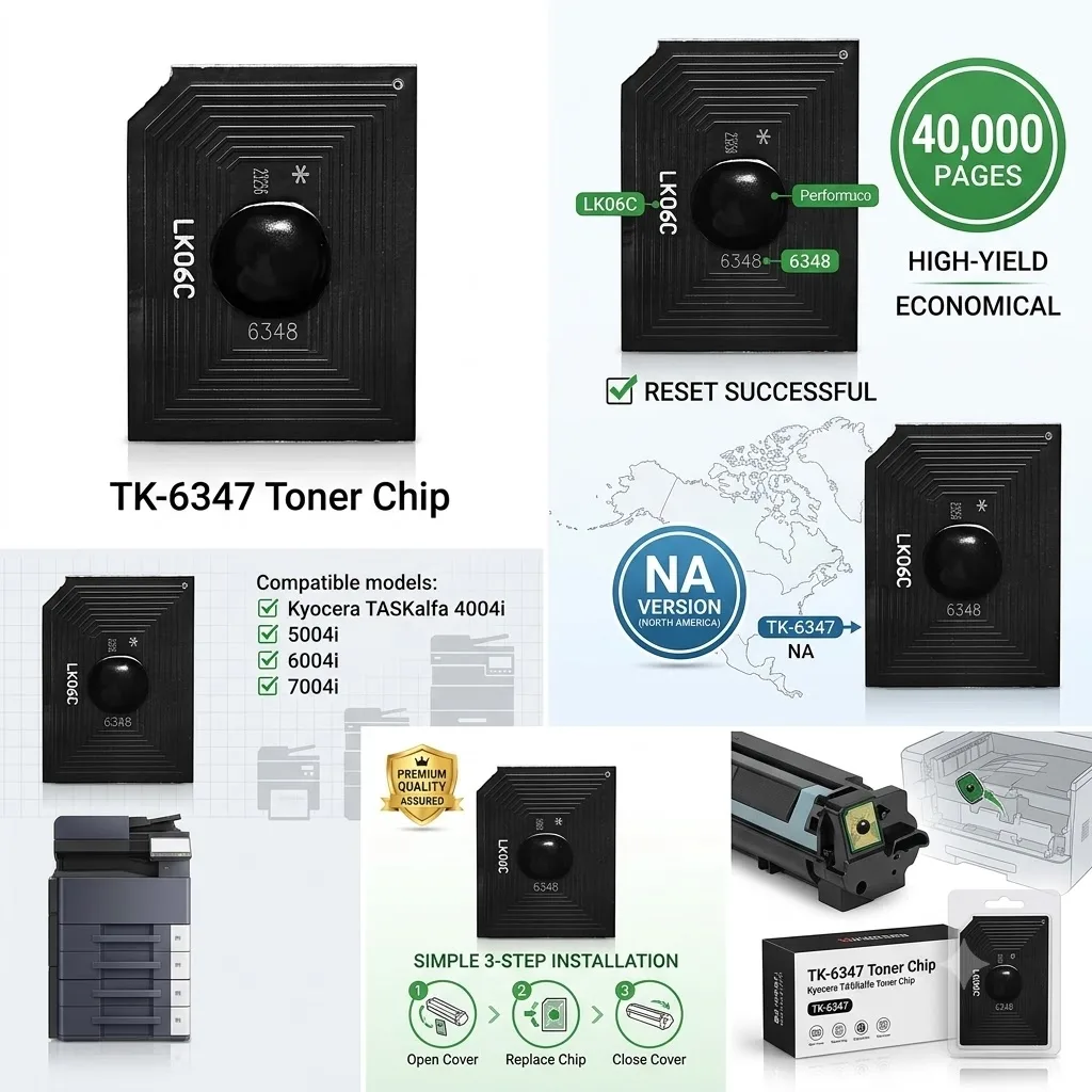 40K NA Version TK-6347 Toner Chip For Kyocera TASKalfa 4004i 5004i 6004i 7004i Laser Printer Cartridge Reset