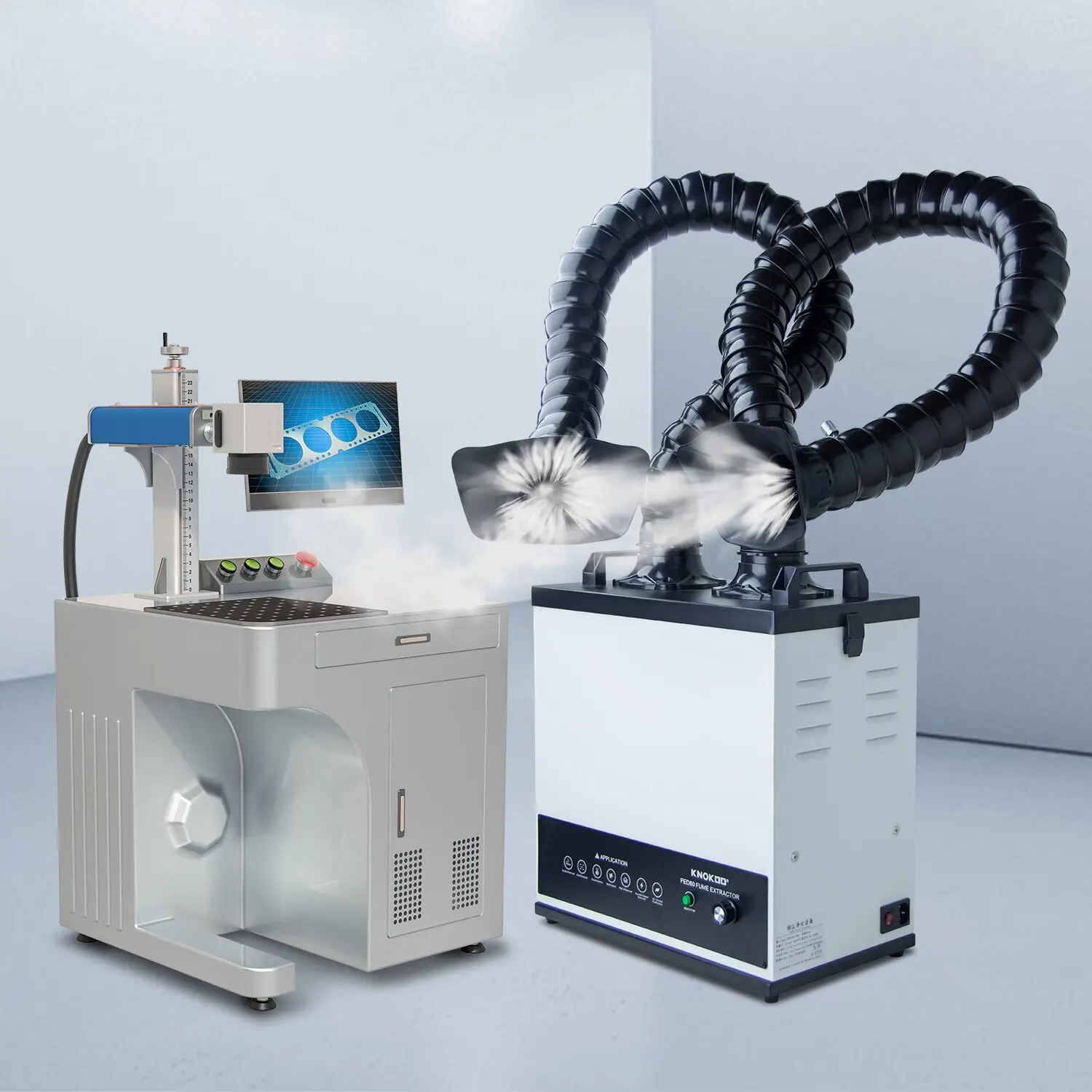 Machine de soudage au laser à double canal, 200W, fumée, supporter fier, extracteur de porcelaine, soudage