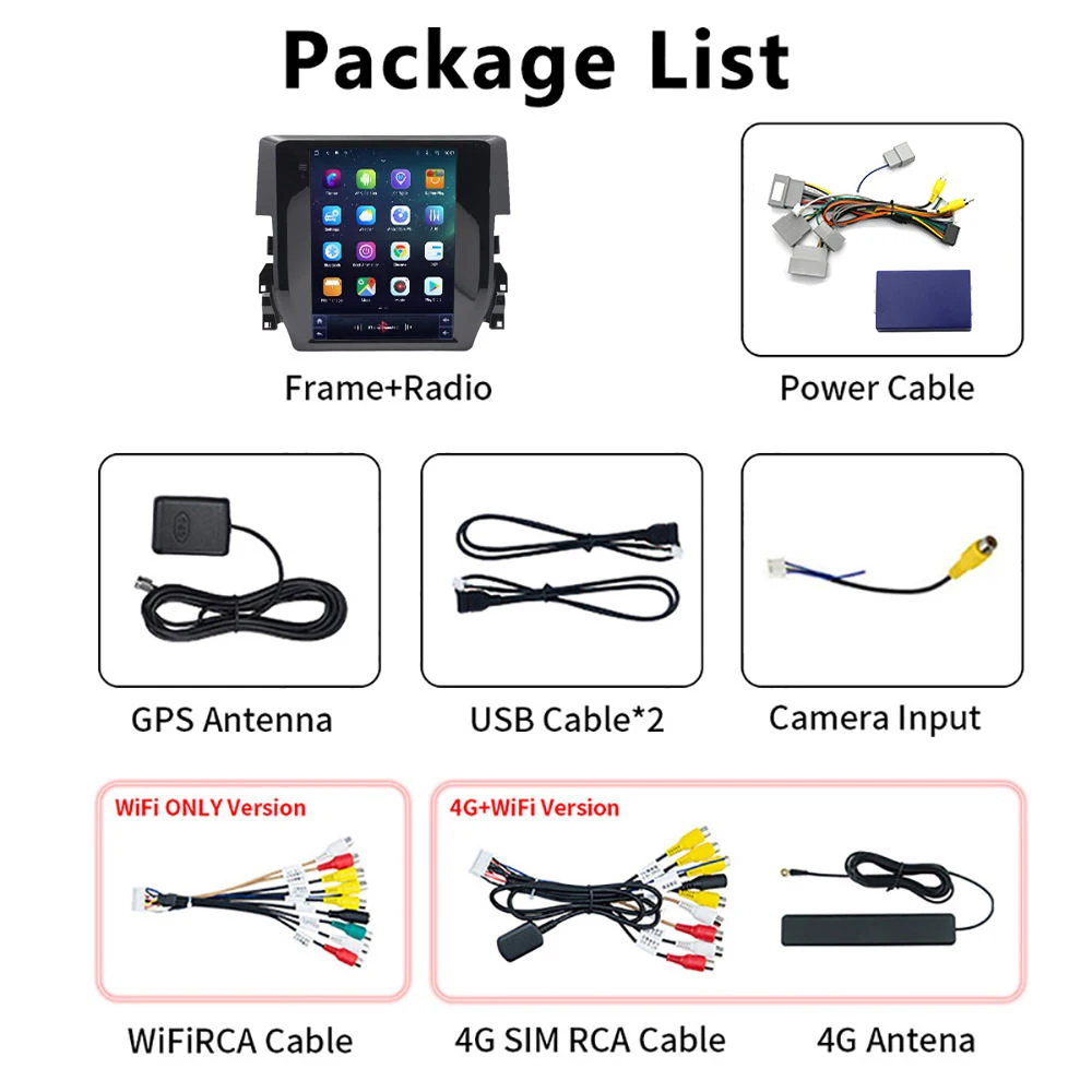 9.7'' Android 13 Autoradio GPS Navigation Carplay Stereo Multimedia with 4G BT DSP for Honda Civic 2016-2020 Car Radio Player