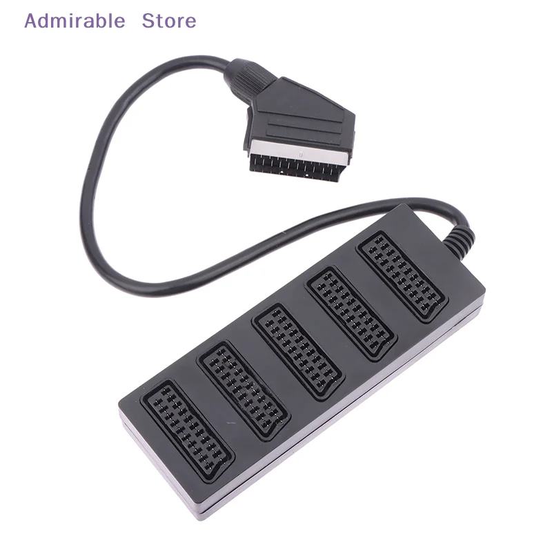 [W]21Pin Scart 5 Way Splitter 21p Scart Male To 5 Female Adapter Connector 5 Road Scart One Divide Into Five Cable Line