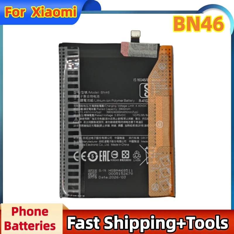 Brand New High quality BN46 4000mAh Battery For Xiaomi Redmi 7 Note8 Note 8 8T Replace Phone Batteries Fast Shipping+Tools