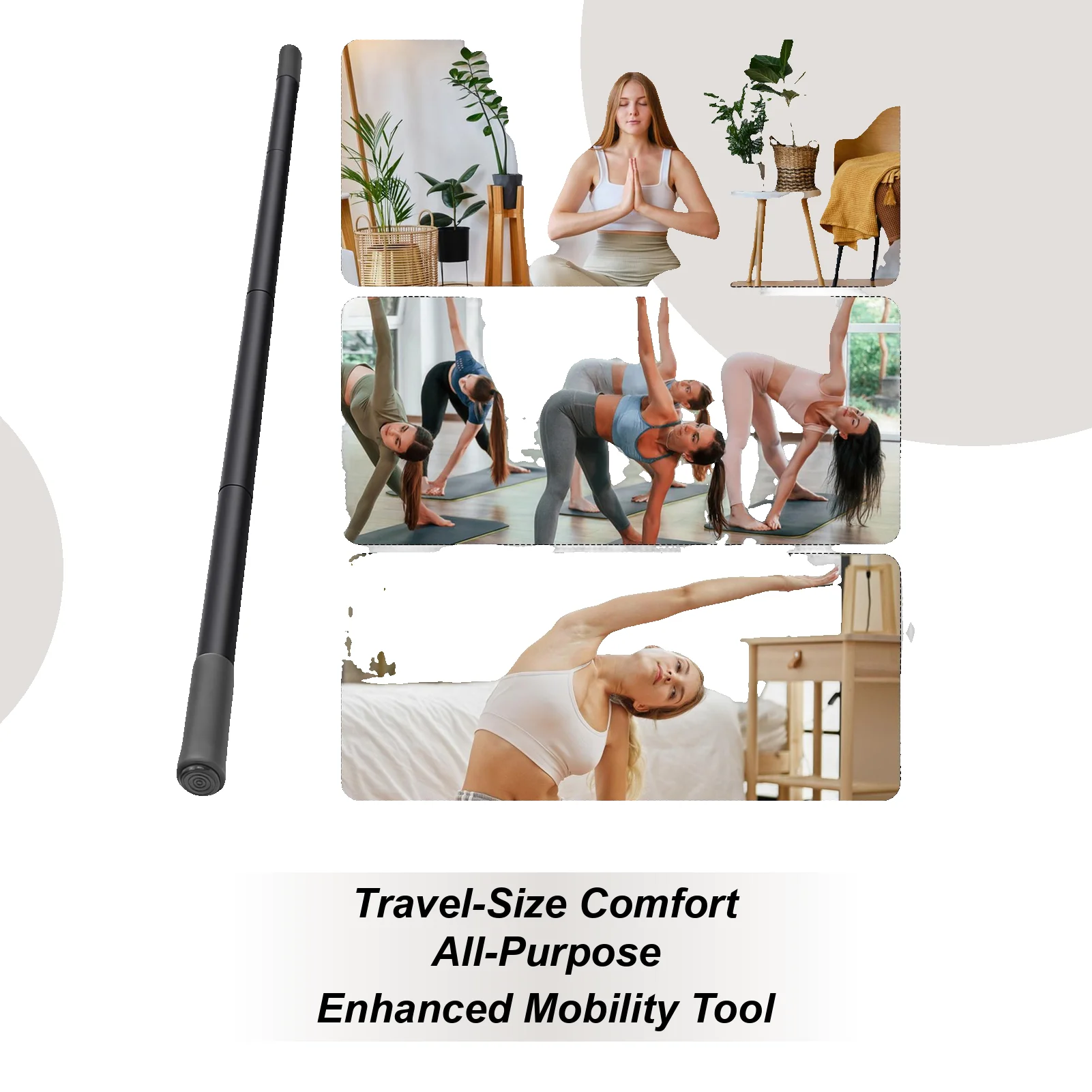 Exercise Pole Multifunctional 5Ft Bar Yoga Exercise Stick For Rehabilitation Training Fitness Home Mobility Gym Wellness Balance
