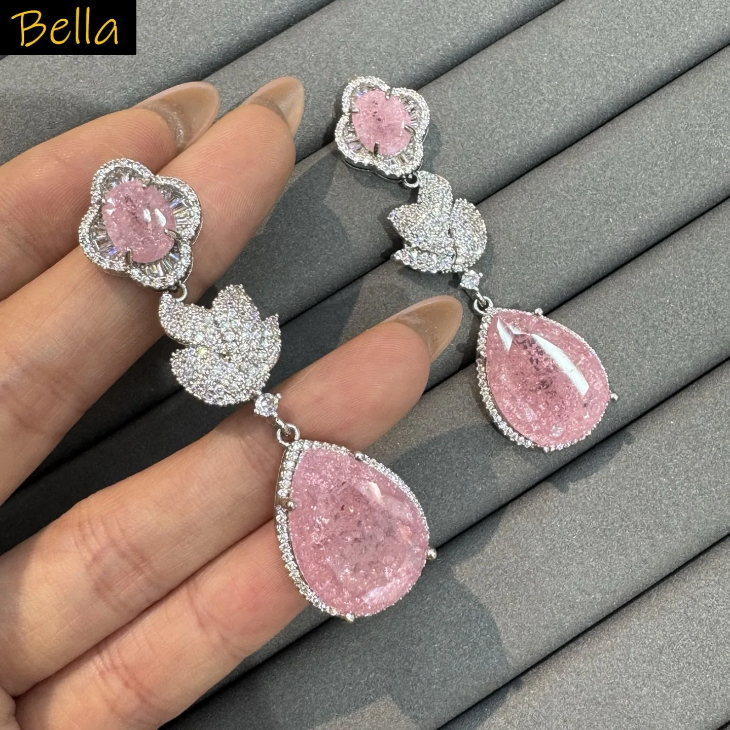 

unique cubic zirconia earrings for women sweet jewelry gala event party green pink red leaf teardrop dangling earrings gift