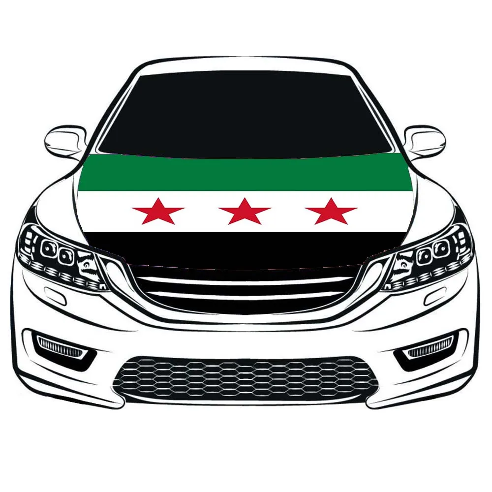 Syrian flag car Hood cover 3.3x5ft/6x7ft 100%polyester engine elastic fabrics can be washed